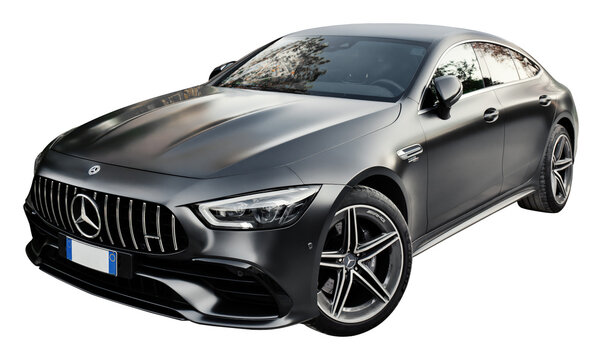 Modena Italy 18 July 2023, Mercedes-AMG GT 63 S 4MATIC isolated.