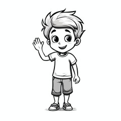 Professional image of a young boy greeting and smiling in black and white