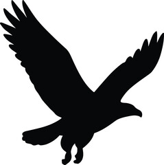Silhouette black eagle soars vector illustration