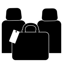 Silhouette of briefcase on car seat with travel tag, professional transit preparation