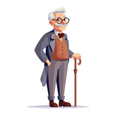 Professional Vector Illustration of Isolated Grandfather Character Icon for Various Design Projects