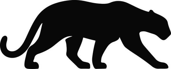Silhouette Black panther prowling wildlife vector illustration