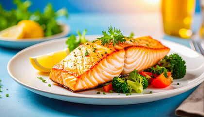 grilled salmon with vegetables