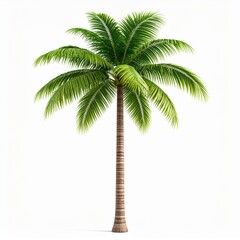 Single Lush Green Palm Tree on White Background