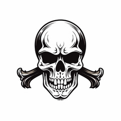 Obraz premium Professional Skull with Bones Symbol Vector Illustration Isolated on White Background