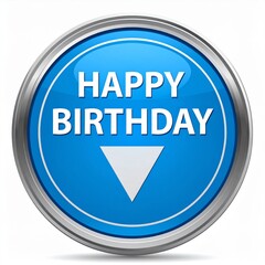 Fototapeta premium Happy Birthday Blue Button Digital Design