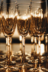 Close-up of Champagne Glasses at Sunset