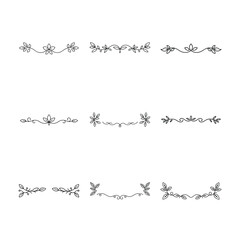 Obraz premium Collection of Nine Hand Drawn Floral Dividers and Decorative Elements in Black