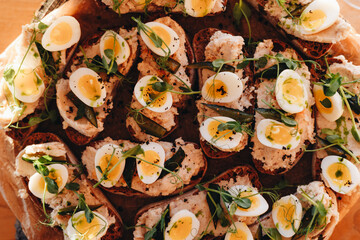 Gourmet Open-Faced Sandwiches with Eggs