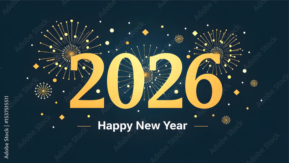 Fototapete 2026 happy new year background banner with illustrations of shiny luxury gold numbers. ai generated 