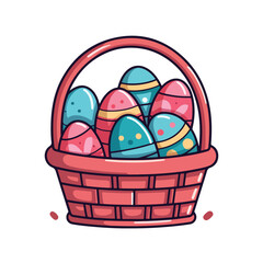Easter Eggs in Basket Vector Illustration for Spring Holiday Designs