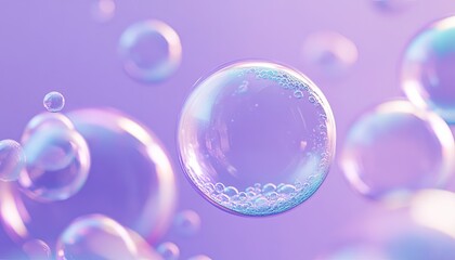 3D render of bubbles on a purple and blue gradient background