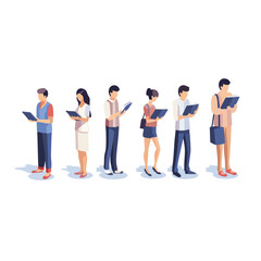 Fototapeta premium Professional Image of Miniature People Reading Books on Electronics Devices