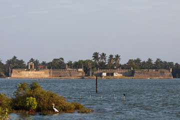A view of the old Dutch fort in Mannar across the lagoon.