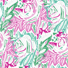 Seamless pattern  with flowers in doodle style. Vector illustration.