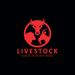 livestock animal logo design vector