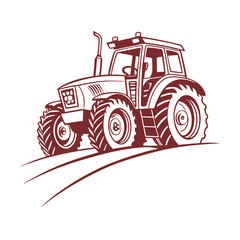 Vector Illustration of a Tractor Working in a Field - Farming and Agriculture Concept.