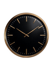 modern black and gold wall clock with minimalist design isolated on transparent background
