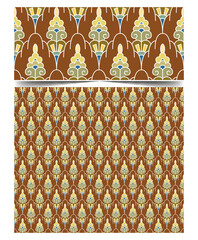 Seamless moroccan pattern background with flowers illustration clip-art