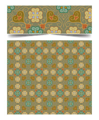 Seamless moroccan pattern background with flowers illustration clip-art