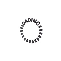 Circular loading icon with text isolated on transparent background