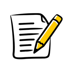 Hand Draw document with pencil  editing legal form  icon for Web and Graphic design