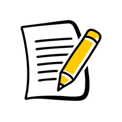 Hand Draw document with pencil  editing legal form  icon for Web and Graphic design