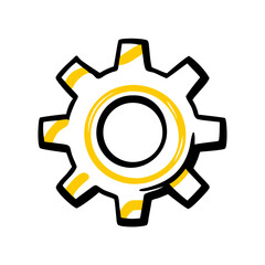 Hand Draw gear settings  it configuration  icon for Web and Graphic design