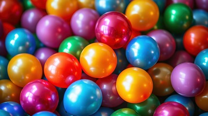 Obraz premium Colorful, glossy balls fill the frame, a vibrant pile of playthings