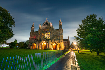 Cathedral and Abbey Church of Saint Alban at night in St.Albans, UK