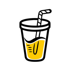 Juice glass with straw icon on transparent background for web and graphic design for Web and Graphic design