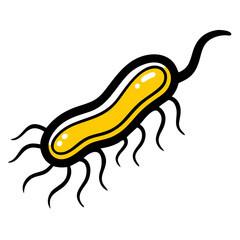 Long bacterium with flagella on transparent background for web and graphic design for Web and Graphic design