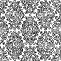 Black and white seamless pattern with arabesques  in a retro style. Vector illustration