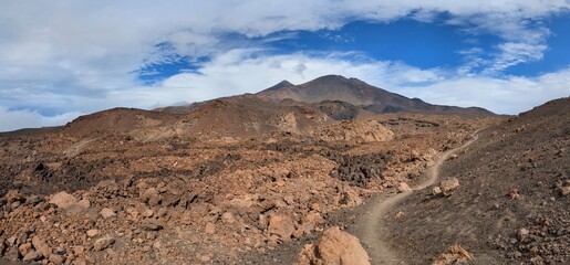 Tenerife panorama landscape,beautiful nature view mountains from hiking trips on Tenerife island, Canary Islands Spain