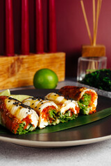 delivery of Japanese rice and fresh fish dishes