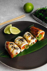 delivery of Japanese rice and fresh fish dishes