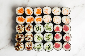 delivery of Japanese rice and fresh fish dishes