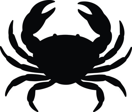 Silhouette crab sea animal black and white vector illustration