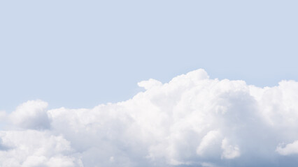 Aesthetic spring or summer sky clouds banner with space for text