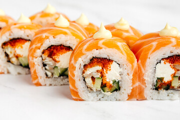 delivery of Japanese rice and fresh fish dishes