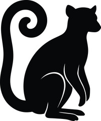 Silhouette cuscus animal with long tail vector illustration