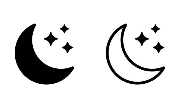 Crescent moon with stars icon. Night icon.