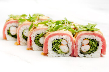 delivery of Japanese rice and fresh fish dishes