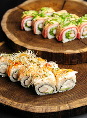 delivery of Japanese rice and fresh fish dishes