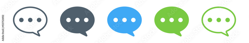 Poster chat message speech bubble icons with typing dots in blue and green colors , chat or messaging icons. for chatting, communication apps, social media, web app interfaces