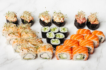 delivery of Japanese rice and fresh fish dishes