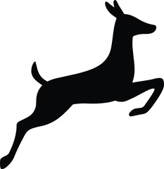 Silhouette deer jumping black and white vector illustration