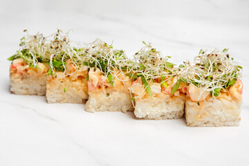 delivery of Japanese rice and fresh fish dishes