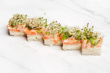 delivery of Japanese rice and fresh fish dishes