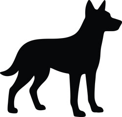 Silhouette dog standing pet black domestic vector illustration